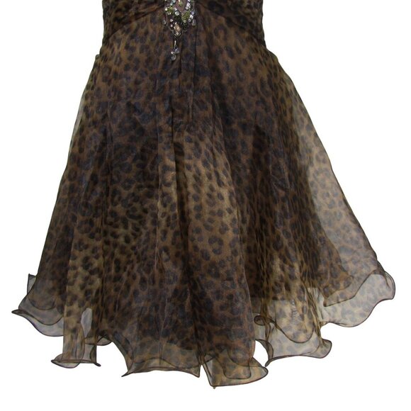 TONY BOWLS NWT 8 Leopard Halter Animal Print Jeweled Prom Fit & Flare Dress - Picture 4 of 13